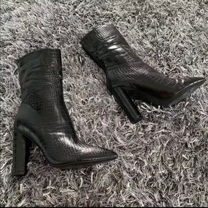 Black Alligator Print Boots